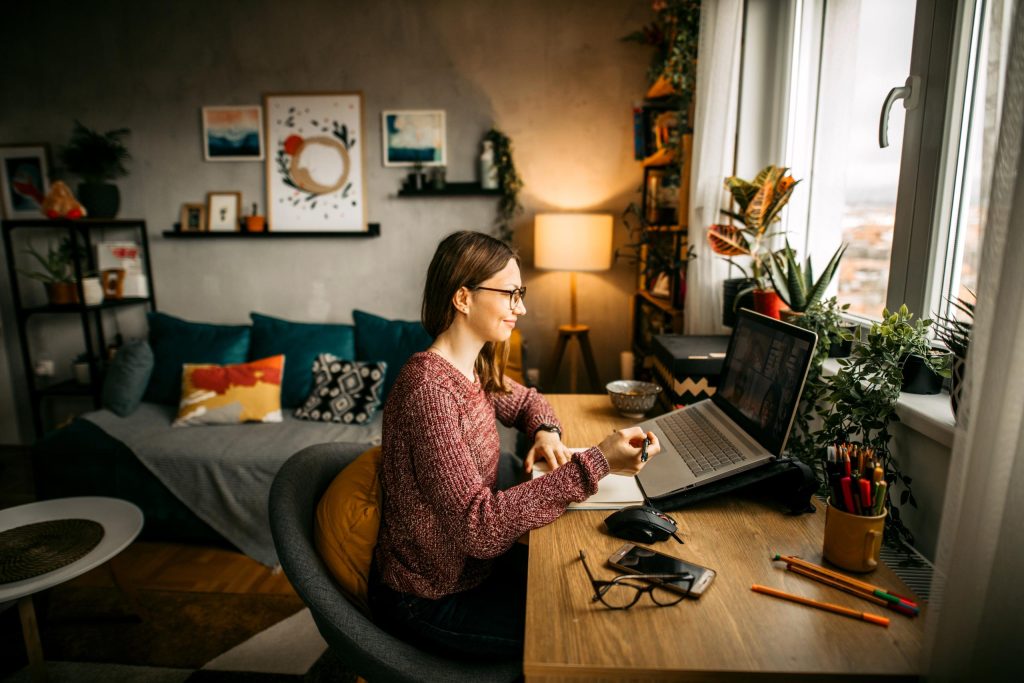 Young woman working