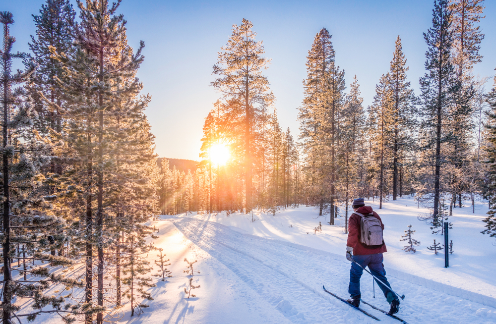 jeune homme faisant du ski de fond